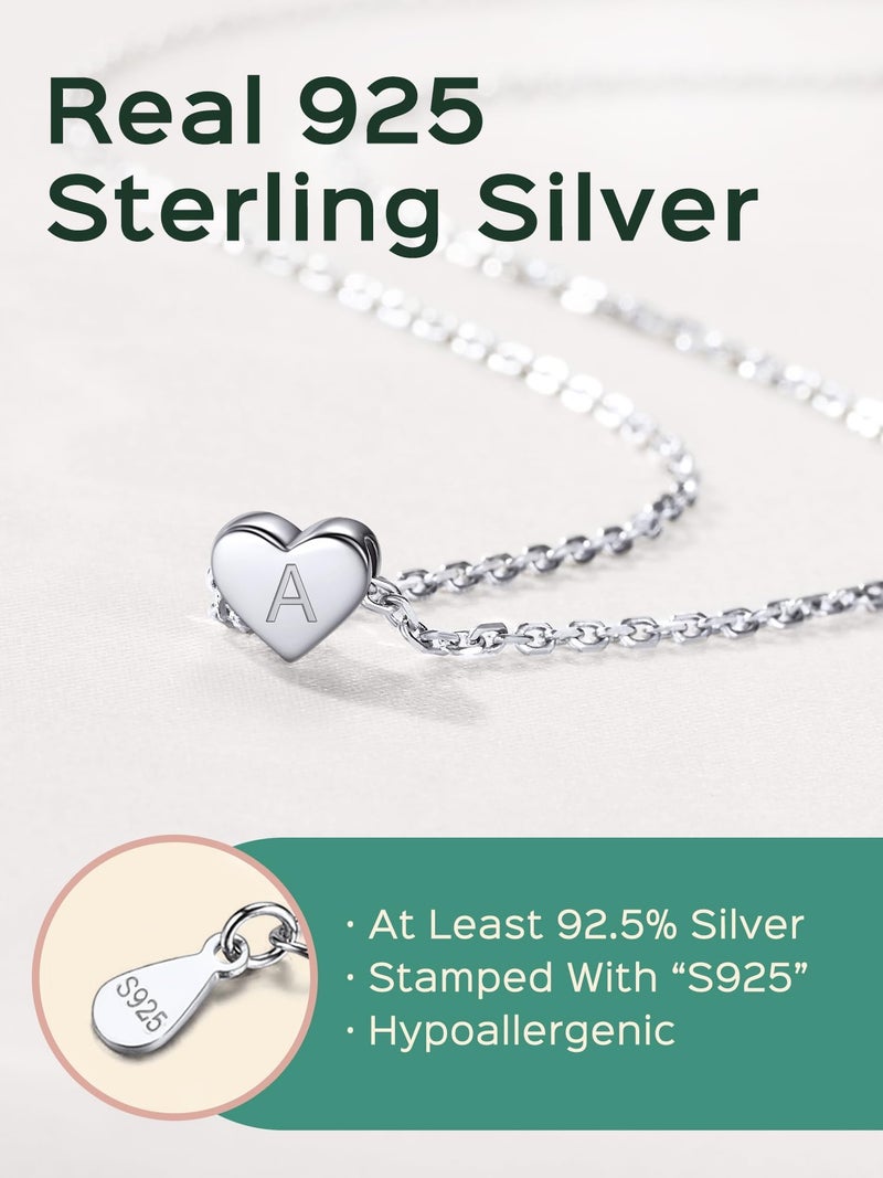 ChicSilver قلادة فضة استرليني أنيقة مع قلب صغير و حروف أولية 925 فضة استرليني للنساء - Image 5